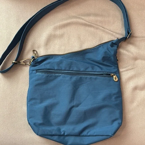 Travelon Blue Crossbody Bag with Adjustable Strap and Soft Fabric - Picture 3 of 9